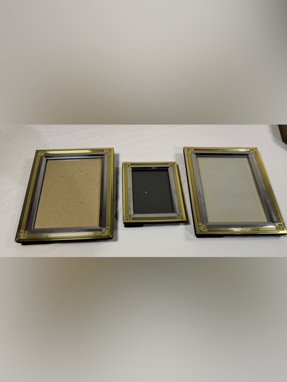 Vintage picture frames gold silver tone regal freestanding back 1980s lot of 3